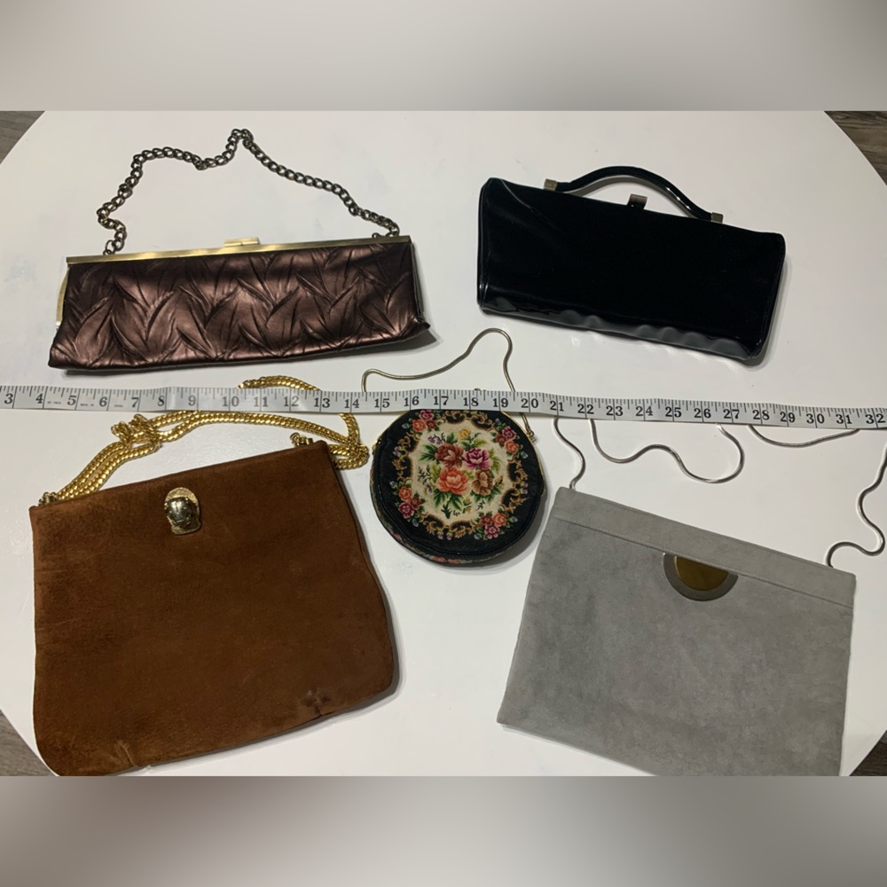 5 Vintage Purses 2 Rectangular 1 Round - image 1
